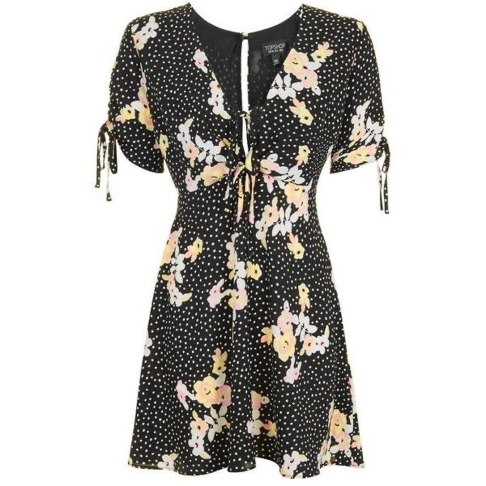 Topshop polka dot and floral skater dress